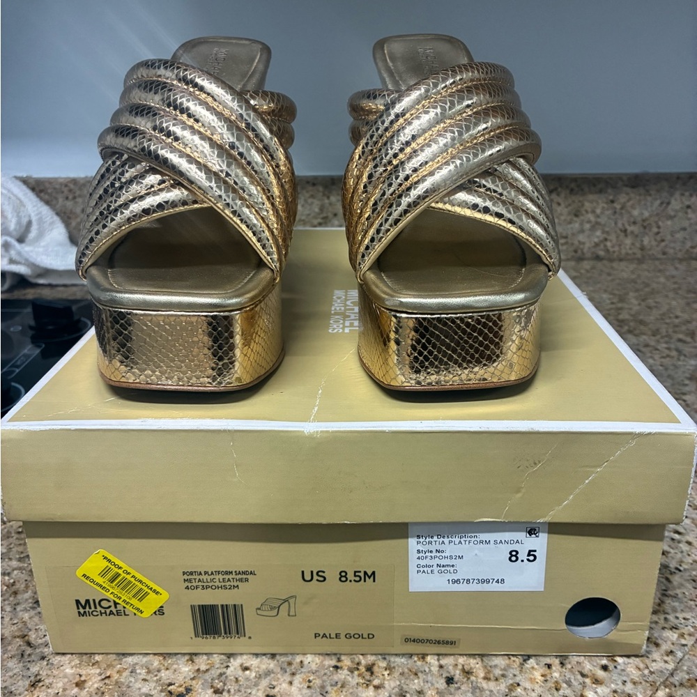 Michael Kors Pale Gold Platform Sandals